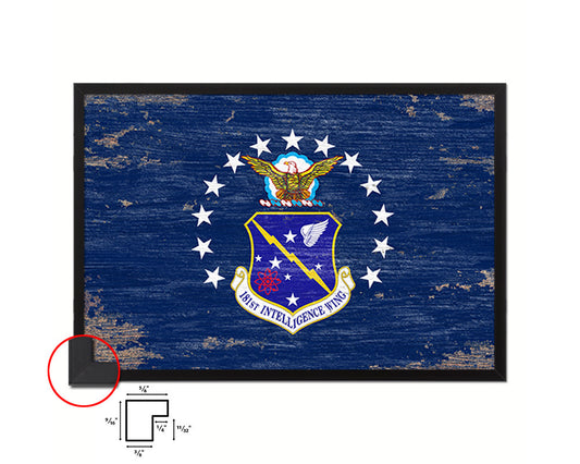 104th Fighter Wing Shabby Chic Emblem Flag Wood Framed Prints Wall Art Decor Gifts