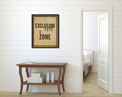 Exclusion Zone Notice Danger Sign Framed Print Home Decor Wall Art Gifts