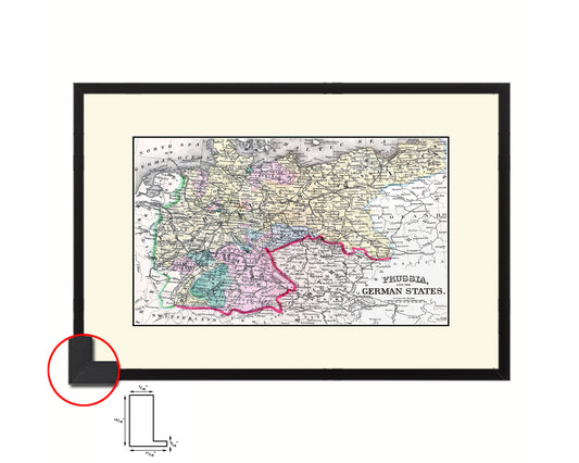 Prussia Germany Old Map Framed Print Art Wall Decor Gifts
