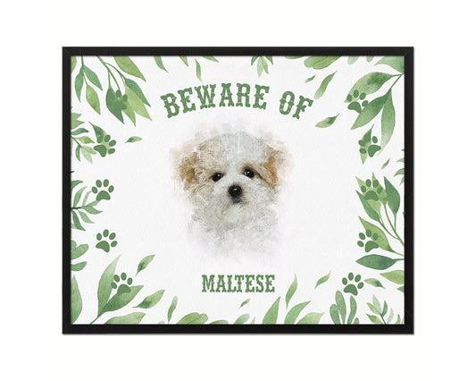 Beware of Jindo Sign Wood Framed Print Wall Art Decor Gifts