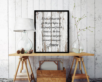 Lord we thank thee for the food before us, Amen Quote Framed Print Home Decor Wall Art Gifts