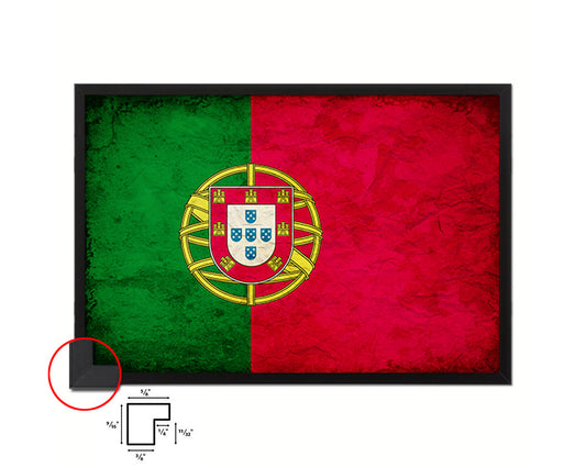 Portugal Country Vintage Flag Wood Framed Print Wall Art Decor Gifts
