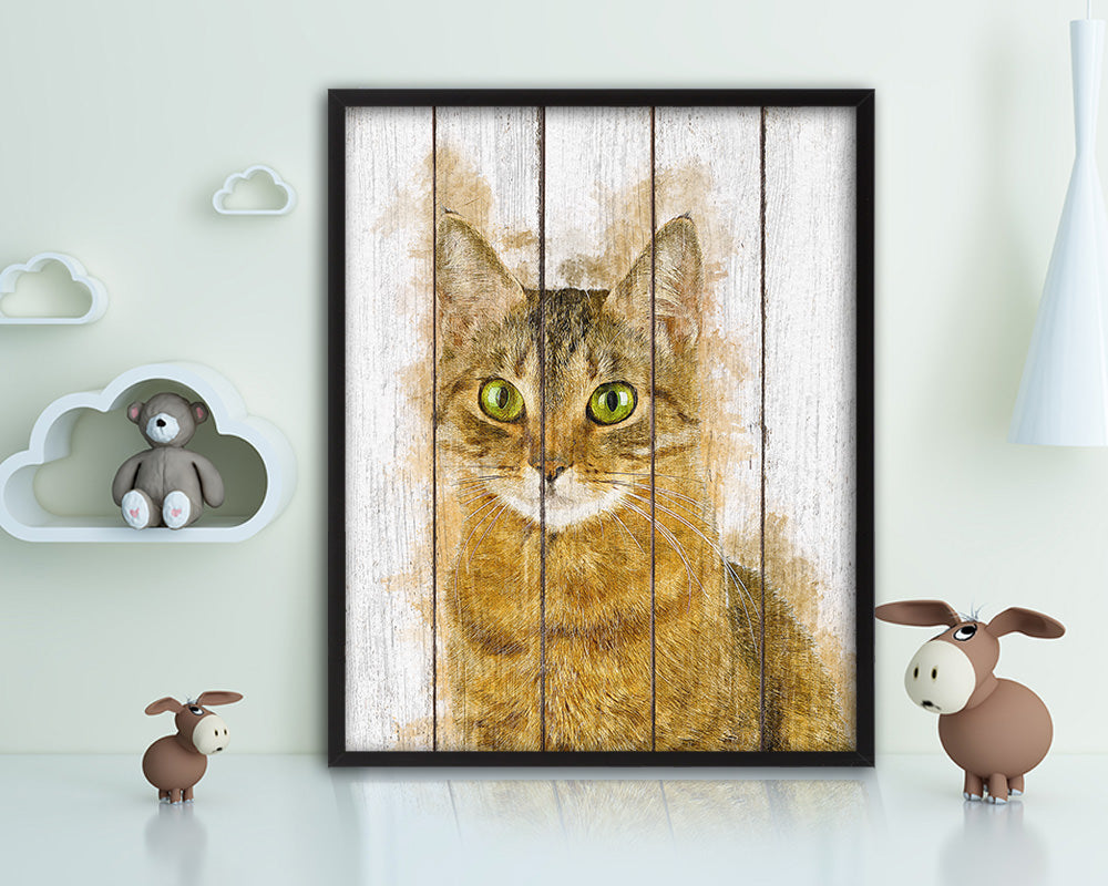 Red Little Cat Kitten Portrait Framed Print Pet Home Decor Custom Watercolor Wall Art Gifts