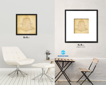 Snapchat Social Media Symbol Icons logo Wood Framed Print Home Decor Wall Art Gifts