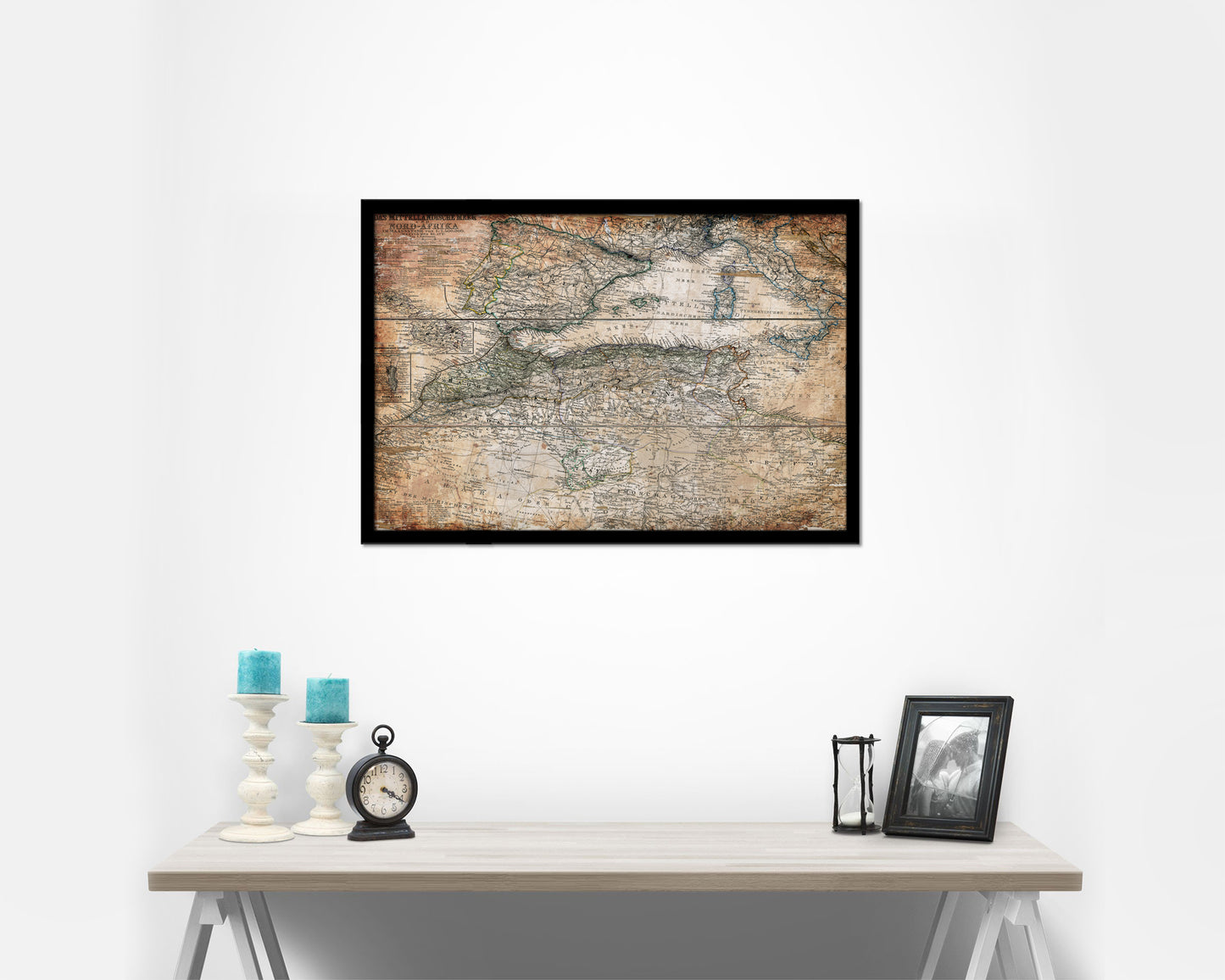 Western Mediterranean Antique Map Framed Print Art Wall Decor Gifts