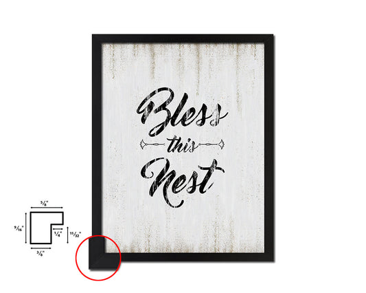 Bless this nest Quote Wood Framed Print Wall Decor Art