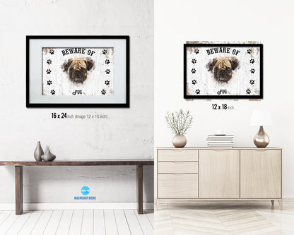 Beware of Poodles Sign Wood Framed Print Wall Art Decor Gifts