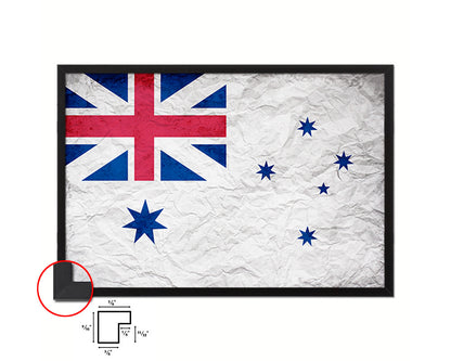 Australian White Ensign City Australia Country Vintage Flag Wood Framed Prints Decor Wall Art Gifts