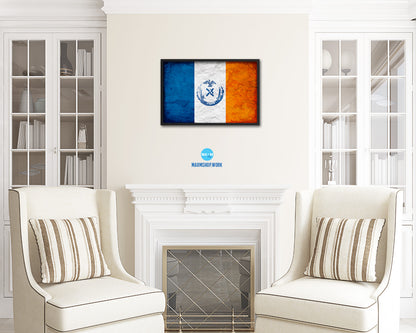 New York City New York State Vintage Flag Wood Framed Prints Decor Wall Art Gifts