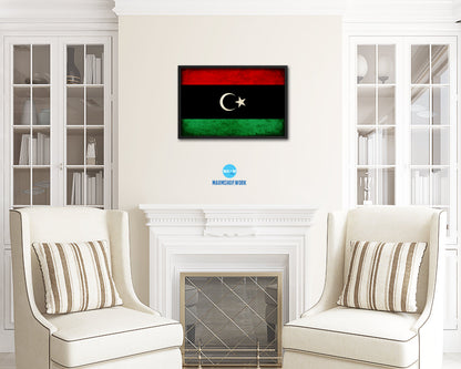 Libya Country Vintage Flag Wood Framed Print Wall Art Decor Gifts