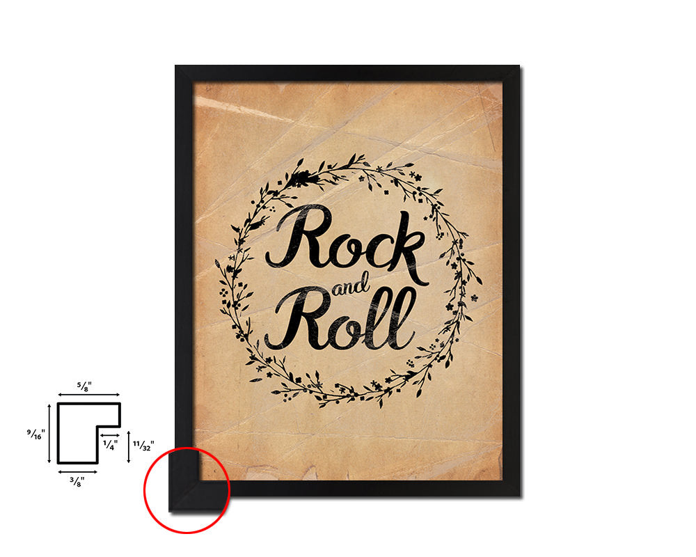 Rock and roll Quote Paper Artwork Framed Print Wall Decor Art