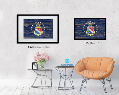 66th Airforce ABW Vintage Emblem Flag Wood Frame Paper Print Wall Art Decor Gifts