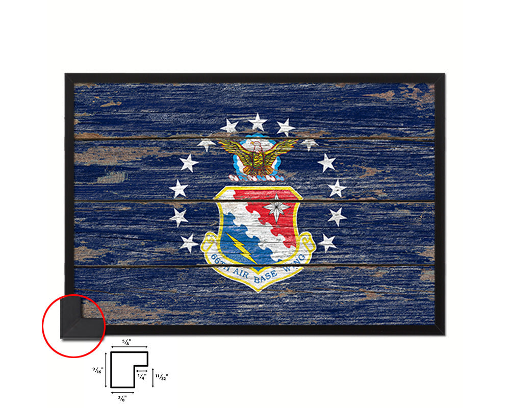 66th Airforce ABW Vintage Emblem Flag Wood Frame Paper Print Wall Art Decor Gifts