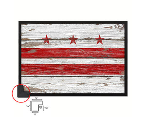 Washington DC Rustic Flag Wood Framed Paper Prints Decor Wall Art Gifts
