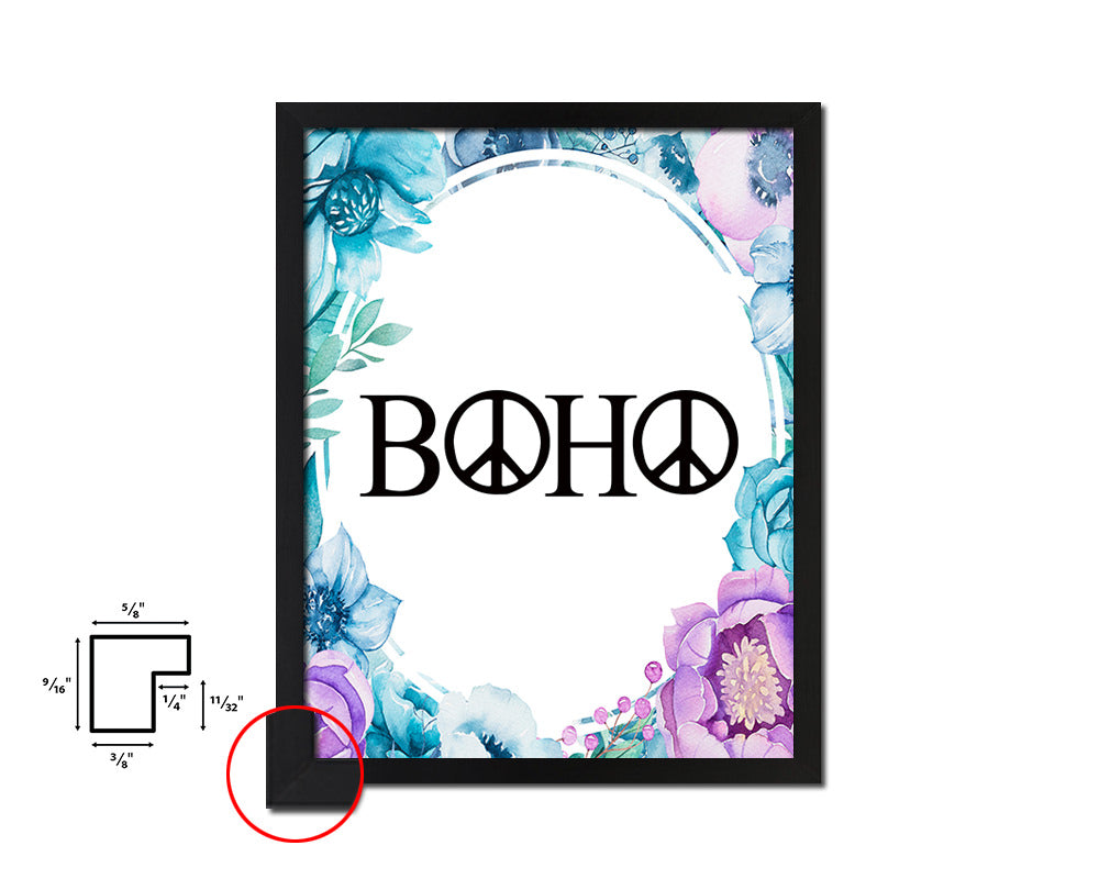 BOHO Quote Boho Flower Framed Print Wall Decor Art