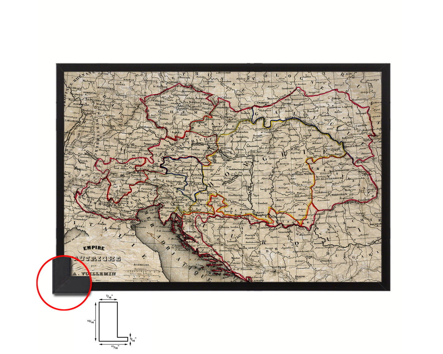 Austria Hungary Historical Map Framed Print Art Wall Decor Gifts