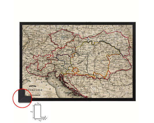 Austria Hungary Historical Map Framed Print Art Wall Decor Gifts