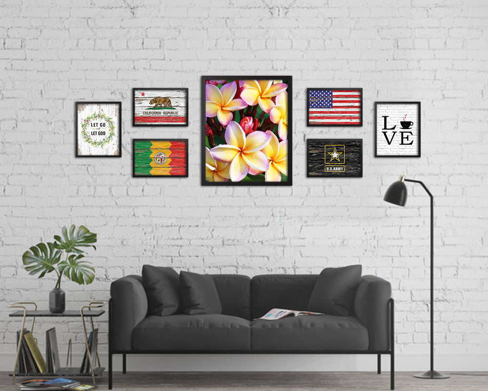 Plumerias White Flower Wood Framed Paper Print Wall Decor Art Gifts