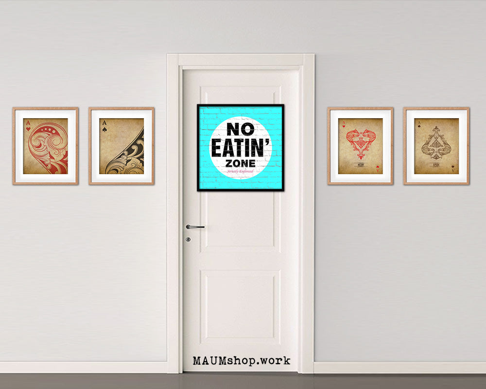 No Eating Zone Shabby Chic Sign Wood Framed Art Paper Print Wall Decor Gifts