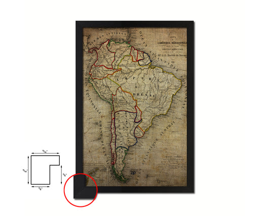 South America 1894 Vintage Map Wood Framed Print Art Wall Decor Gifts