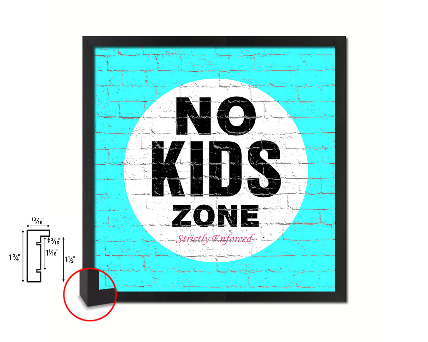 No Kids Zone Shabby Chic Sign Wood Framed Art Paper Print Wall Decor Gifts