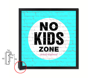 No Kids Zone Shabby Chic Sign Wood Framed Art Paper Print Wall Decor Gifts