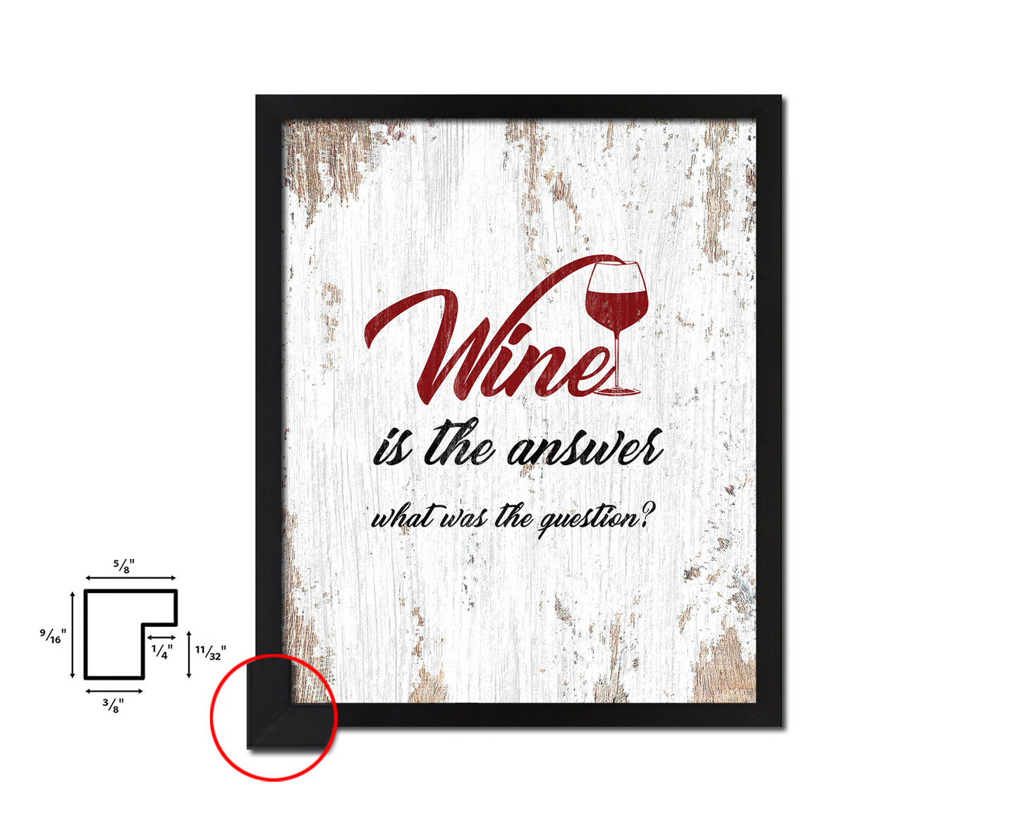 Wine is the answer what was the question Words Wood Framed Print Wall Decor Art Gifts