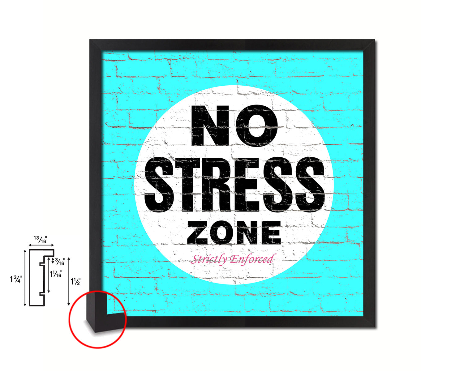 No Stress Zone Shabby Chic Sign Wood Framed Art Paper Print Wall Decor Gifts