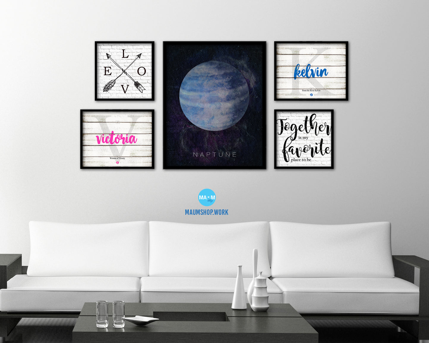 Neptune Planet Prints Watercolor Solar System Framed Print Home Decor Wall Art Gifts