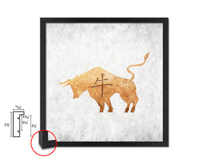 Ox Chinese Zodiac Character Wood Framed Print Wall Art Decor Gifts, White