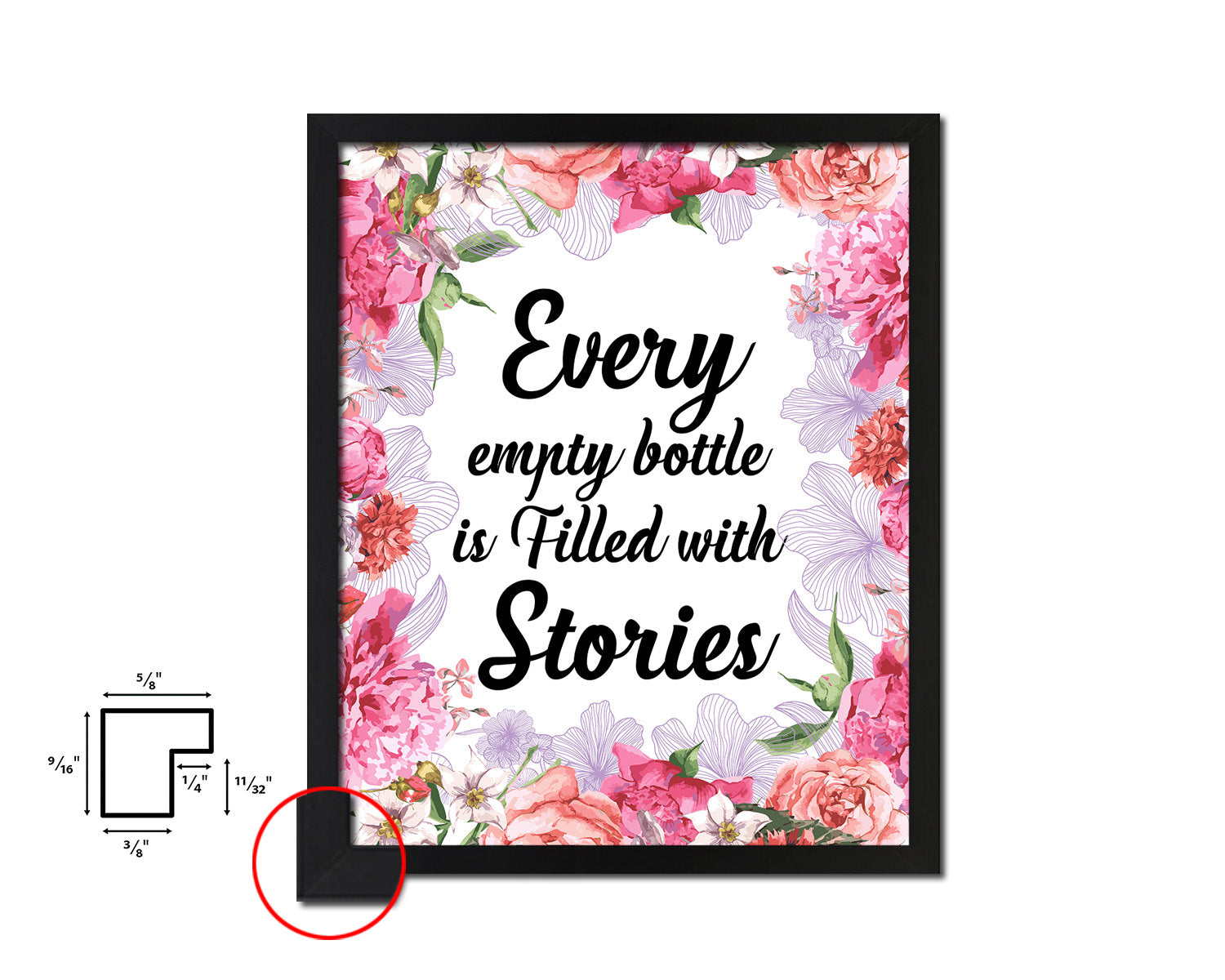 Every Empty Bottle Is Filled With Stories Quote Framed Artwork Print Wall Decor Art Gifts