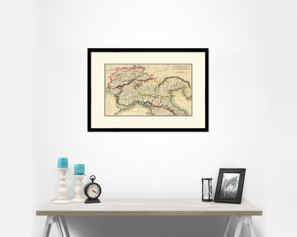 Northern Italy Old Map Framed Print Art Wall Decor Gifts