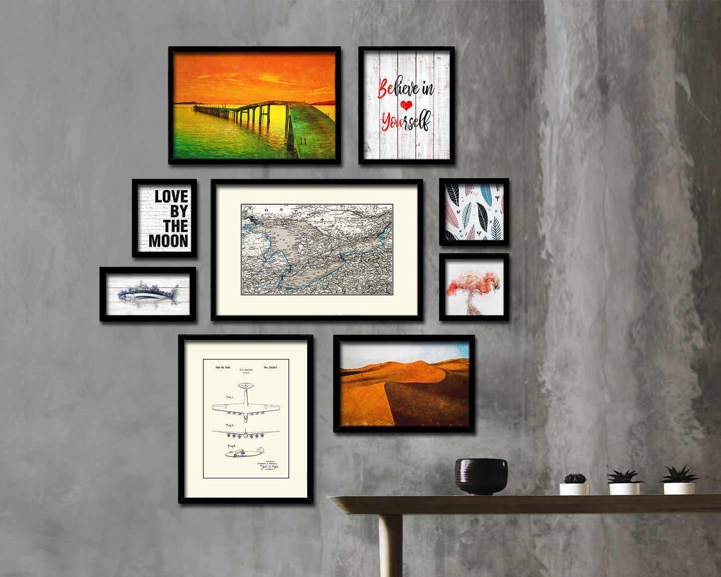 Great Lakes Old Map Framed Print Art Wall Decor Gifts