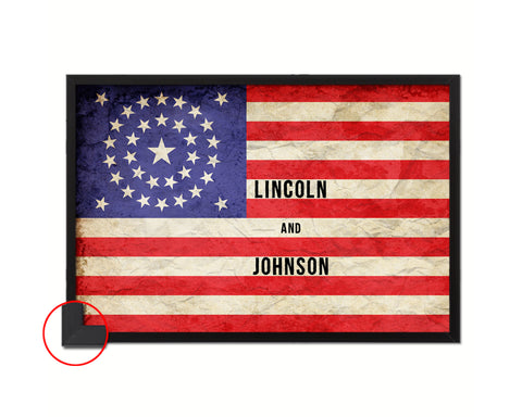 34 Stars Civil War Vintage Military Flag Framed Print Sign Decor Wall Art Gifts