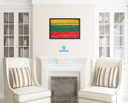 Lithuania Country Wood Rustic National Flag Wood Framed Print Wall Art Decor Gifts