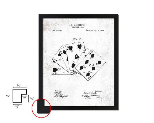 Poker Game Playing Card Vintage Patent Artwork Black Frame Print Gifts