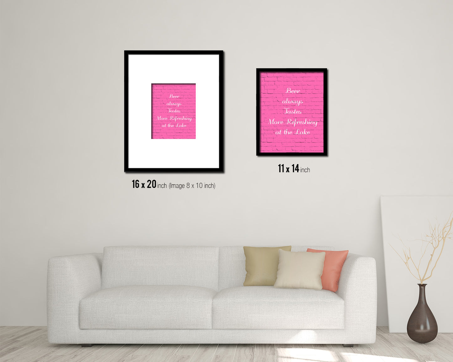 Beer always tastes more refreshing at the lake Quote Framed Print Home Decor Wall Art Gifts
