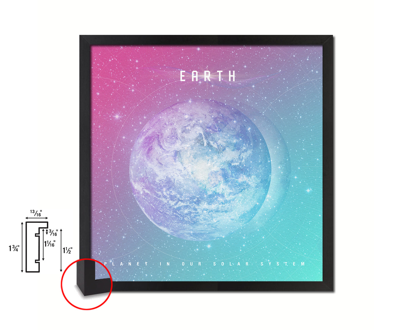 Earth Planet Colorful Prints Watercolor Solar System Framed Print Home Decor Wall Art Gifts