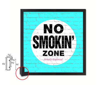 No Smoking Zone Shabby Chic Sign Wood Framed Art Paper Print Wall Decor Gifts