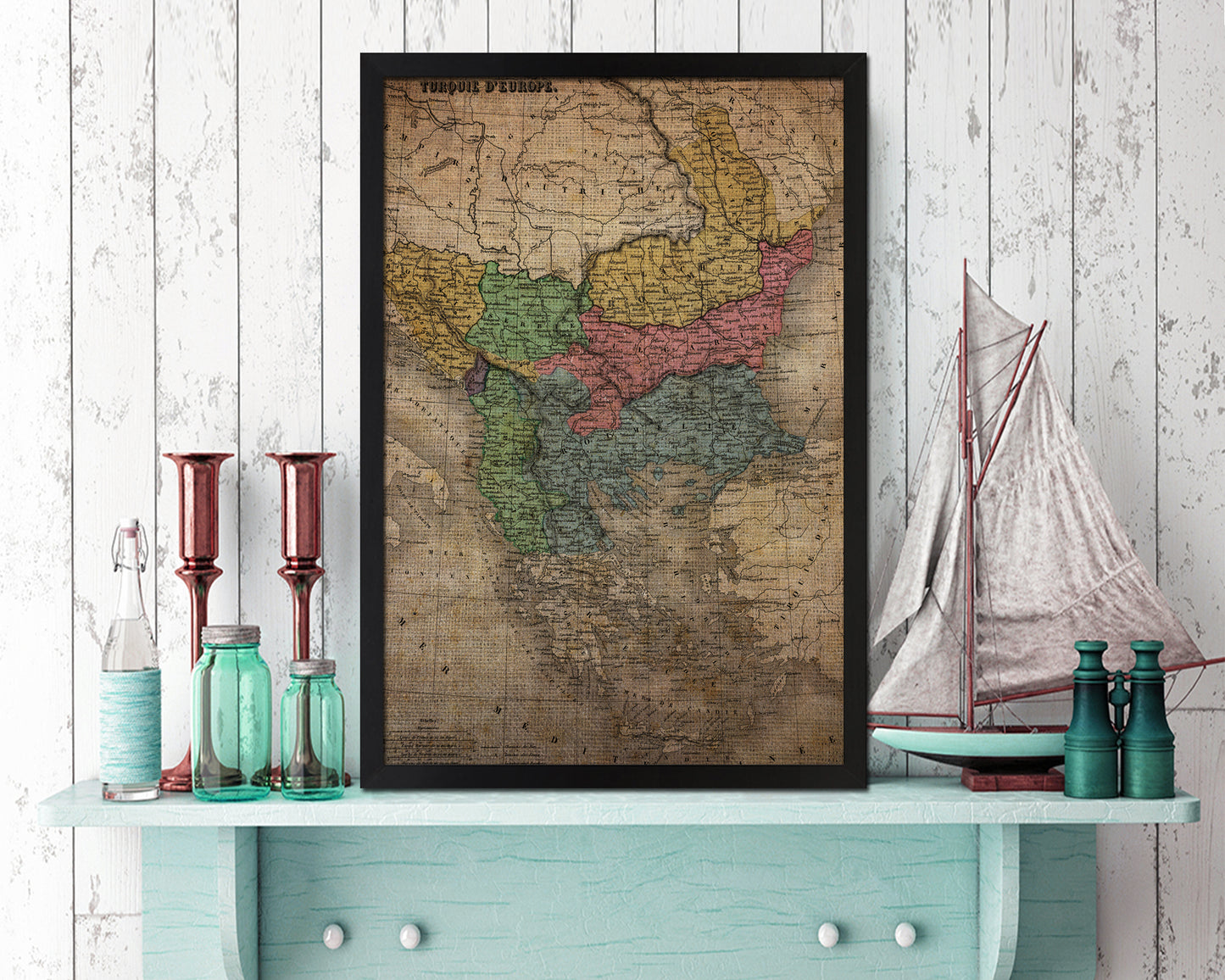 Arkansas Louisiana Mississippi Vintage Map Wood Framed Print Art Wall Decor Gifts