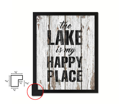 The Lake is my happy place Quote Framed Print Home Decor Wall Art Gifts