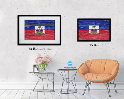 Haiti Country Wood Rustic National Flag Wood Framed Print Wall Art Decor Gifts