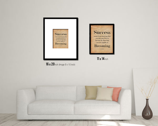 Success comes from knowing Quote Paper Artwork Framed Print Wall Decor Art