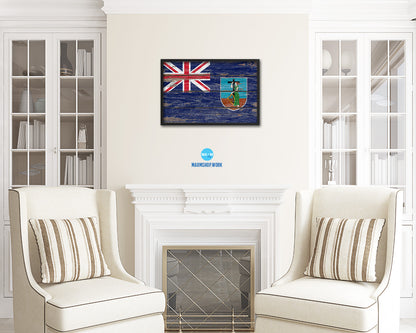 Montserrat Country Wood Rustic National Flag Wood Framed Print Wall Art Decor Gifts