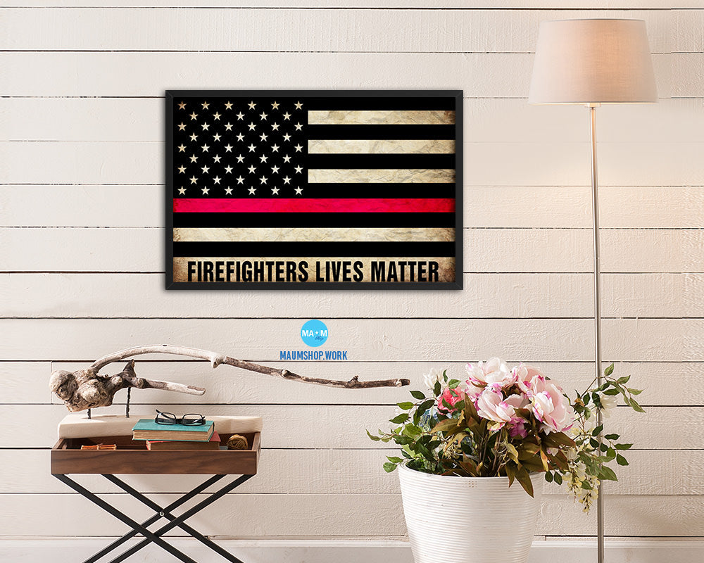 Thin Red Line Honoring Law Enforcement American, Firefighters lives matter Vintage Military Flag Art