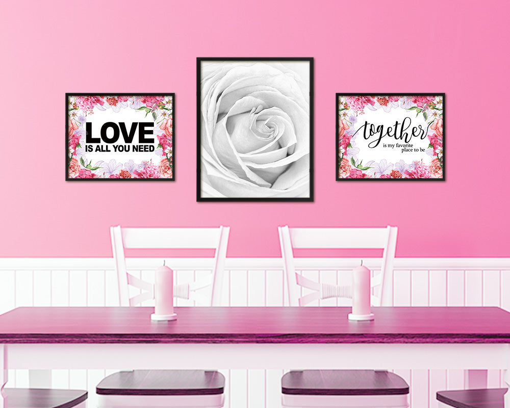 Rose White Flower Wood Framed Paper Print Wall Decor Art Gifts