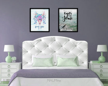 We must keep our eyes on Jesus, Hebrews 12:2 Bible Verse Scripture Frame Print