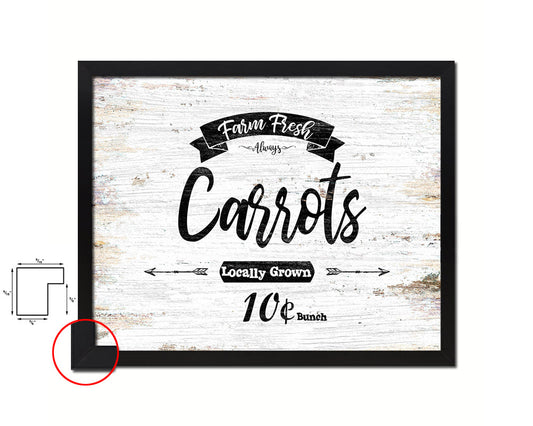 Farm Fresh Carrots Vintage Sign Fine Art Paper Prints Wood Frame Wall Art Decor Gifts