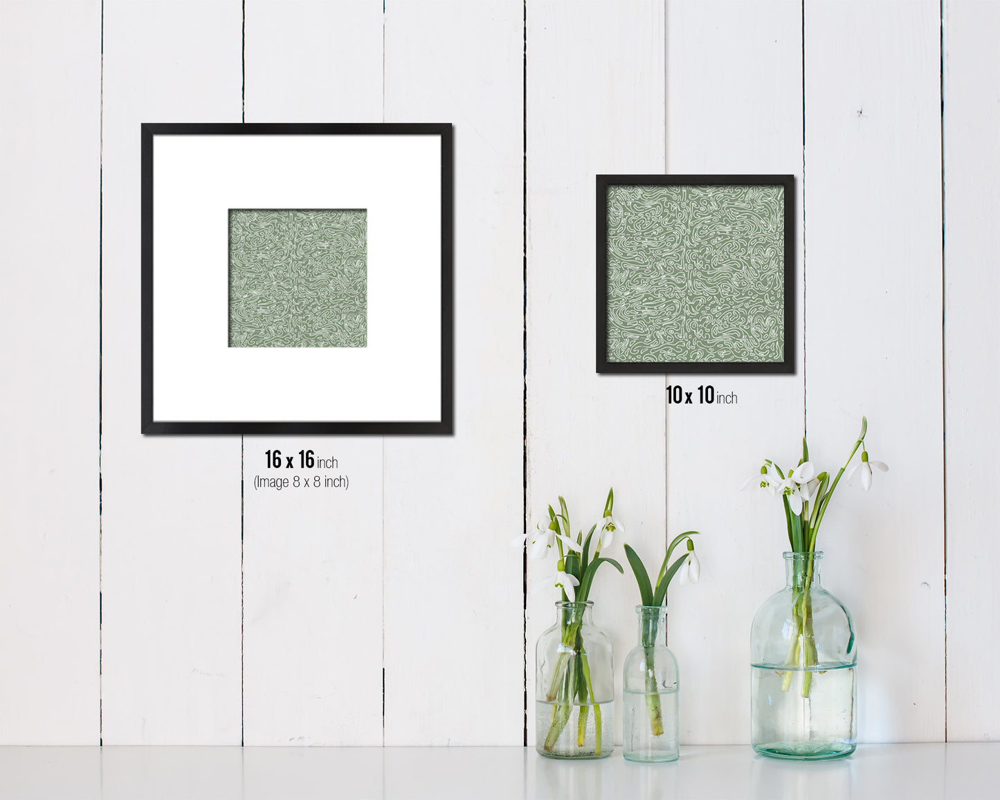 Abstract Green Artwork Wood Frame Gifts Modern Wall Decor Art Prints