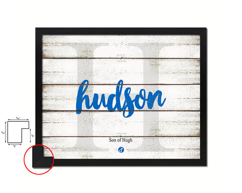 Hudson Personalized Biblical Name Plate Art Framed Print Kids Baby Room Wall Decor Gifts